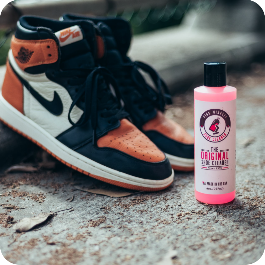 Pink Miracle Shoe Cleaner Kit 8oz Bottle Fabric Cleaner for Leather Whites and Nubuck Sneakers