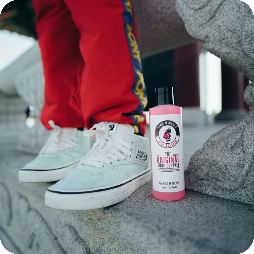 Pink Miracle Shoe Cleaner Kit 8oz Bottle Fabric Cleaner for Leather Whites and Nubuck Sneakers